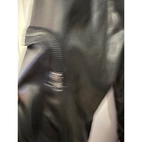 Black Faux Leather Cargo Jogger‎ Pants With Side Pockets & Elastic Waist 4 - Picture 4 of 8